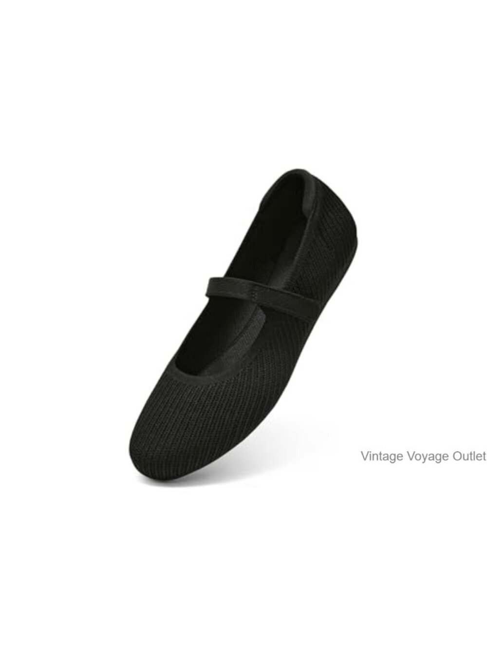 Round Toe Mary Jane Flats Women's Adjustable Straps Machine Washable Knit Slip